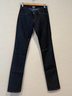 GOLDSIGN Y2K Misfit Straight Leg Jeans Raw Dark Indigo Wash USA Size 24